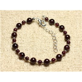 Bracelet 925 Silver and Stone - Garnet 4 and 6mm 