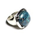 n110 - Bague Argent 925 et Pierre semi précieuse - Azurite Carré 18mm 