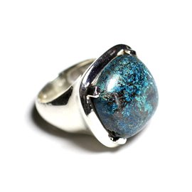 n110 - Anello Argento 925 e pietra semipreziosa - Azzurrite quadrata 18mm 