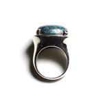 n110 - Bague Argent 925 et Pierre semi précieuse - Azurite Carré 18mm 