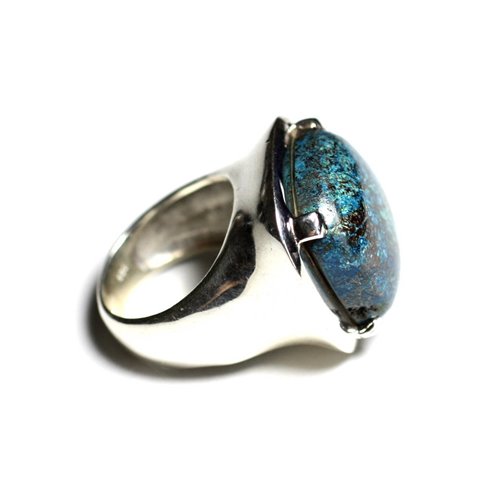 n110 - Bague Argent 925 et Pierre semi précieuse - Azurite Carré 18mm