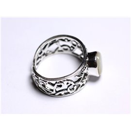 N224 - Bague Argent 925 et Nacre blanche irisée Ovale 9x7mm  N224 - Bague Argent 925 et Nacre blanche irisée Ovale 9x7mm