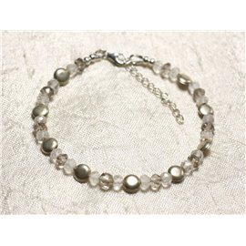 Bracciale Argento 925 e Cristallo di Rocca e Quarzo Fumé Sfaccettato 5x3mm 