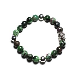 Bracciale Buddha e pietra semipreziosa - Rubino Zoisite 8mm 