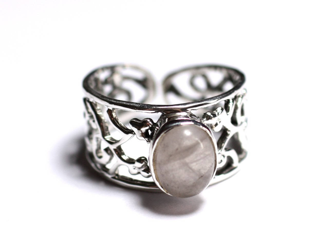 N224 - Bague Argent 925 et Pierre - Quartz Rose Ovale 9mm 