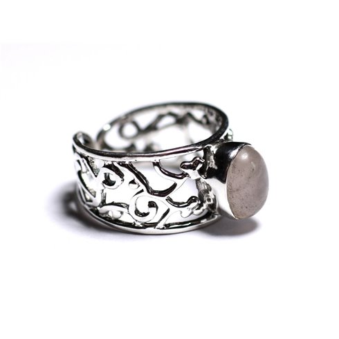 N224 - Bague Argent 925 et Pierre - Quartz Rose Ovale 9mm