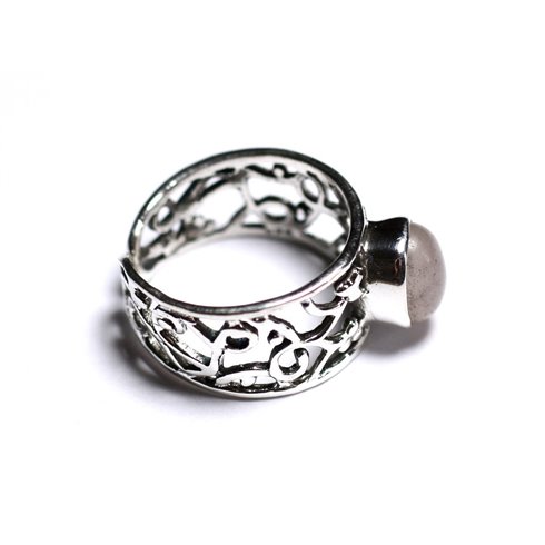N224 - Bague Argent 925 et Pierre - Quartz Rose Ovale 9mm 