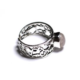 N224 - Bague Argent 925 et Pierre - Quartz Rose Ovale 9mm  N224 - Bague Argent 925 et Pierre - Quartz Rose Ovale 9mm
