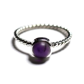 N231 - 925 Sterling Silver and Stone Ring - 6mm Matte Amethyst Twist ring 