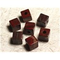 Collier Pendentif Pierre - Jaspe Rouge Poppy Cube 15mm Rouge Bordeaux Marron