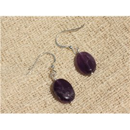 925 Silber Ohrringe - Amethyst Oval 14x10mm 