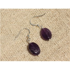 925 Silver Earrings - Amethyst Oval 14x10mm 