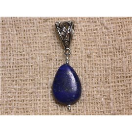 Halbedelsteinanhänger - Lapislazuli Flacher Tropfen 17x13mm 