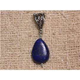 Semi precious stone pendant - Lapis Lazuli Flat drop 17x13mm 