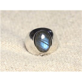 n116 - 925 Silver and Stone Ring - Labradorite Oval 14x10mm 