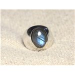 n116 - Bague Argent 925 et Pierre - Labradorite Ovale 14x10mm 