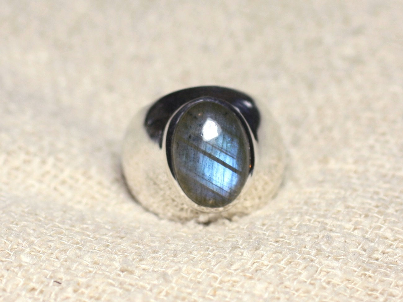 n116 - Bague Argent 925 et Pierre - Labradorite Ovale 14x10mm 