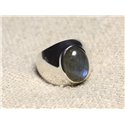 n116 - Bague Argent 925 et Pierre - Labradorite Ovale 14x10mm 