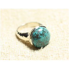 N120 - 925 Silver and Stone Ring - Azurite Round 15mm 
