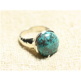 N120 - Anello in argento 925 e pietra - Azzurrite rotonda 15 mm 