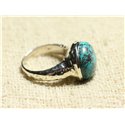 N120 - Bague Argent 925 et Pierre - Azurite Rond 15mm 