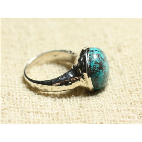 N120 - Bague Argent 925 et Pierre - Azurite Rond 15mm