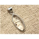 N8 - Pendentif Argent 925 et Pierre - Quartz Tourmaline Marquise 30x12mm 