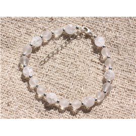 Bracciale Argento 925 e Pietra - Cristallo di rocca Quarzo Mat e Crackle 6-7mm 