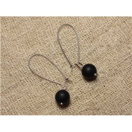 Boucles d'Oreilles Pierre - Onyx Noir Mat 10mm 