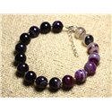 Bracelet Argent 925 et Pierre semi précieuse - Agate Violette10mm 