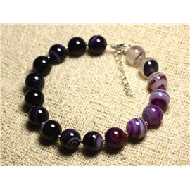 Bracelet Silver 925 and semi precious stone - Violet Agate10mm 