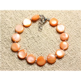 Pulsera Plata 925 y Nácar Palets 10mm Naranja 