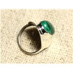 N124 - Bague Argent 925 et Pierre - Malachite Ovale 14x10mm 