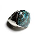 N223 - Bague Argent 925 et Pierre - Azurite Losange 23mm 