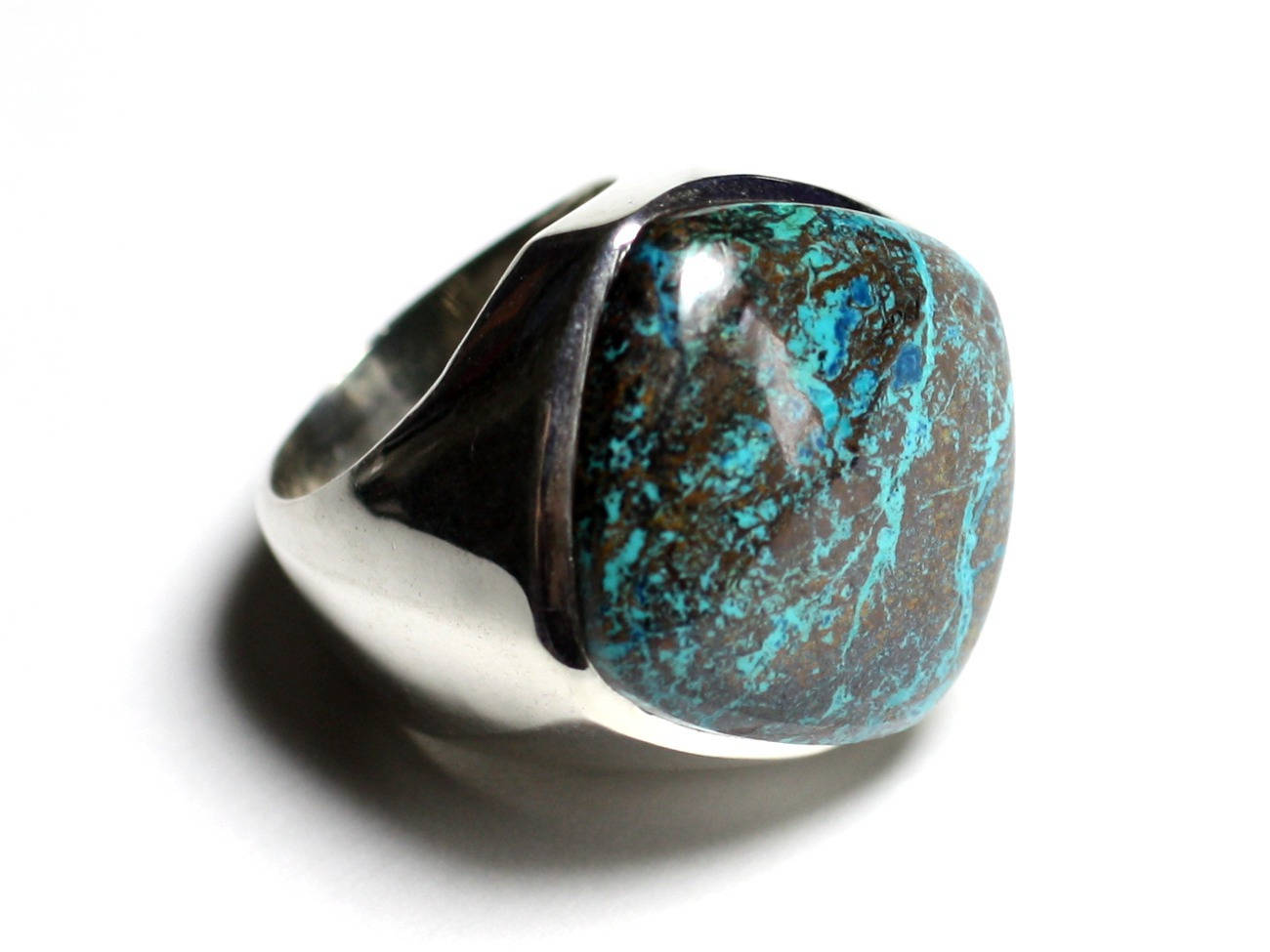 N223 - Bague Argent 925 et Pierre - Azurite Losange 23mm 
