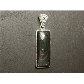 n50 - Hanger en steen van 925 Zilver - Regenboog Obsidiaan Hemels Oog Rechthoek 36x14mm 