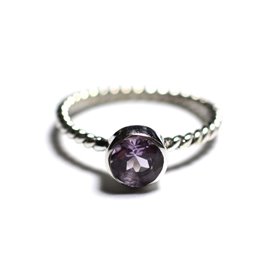 N231 - 925 Silberring und Stein - Facettierter Amethyst 6mm Twist Ring 