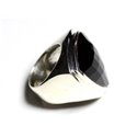 N347 - Bague Argent 925 et Pierre - Onyx Noir Triangle Facetté 21mm