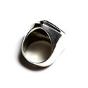 N347 - Bague Argent 925 et Pierre - Onyx Noir Triangle Facetté 21mm