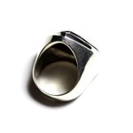 N347 - Bague Argent 925 et Pierre - Onyx Noir Triangle Facetté 21mm