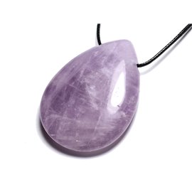Stenen hanger ketting - Amethist Lavendel grote druppel 60 mm 