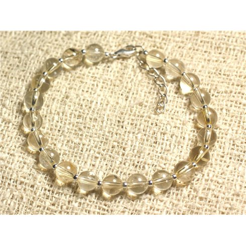 Bracelet Argent 925 et Pierre - Citrine 6mm