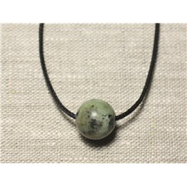 Semi Precious Stone Pendant Necklace - Turquoise Africa Ball 14mm 