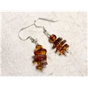 Boucles d'oreilles argent 925 et Ambre naturelle 6-10mm 