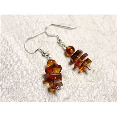 Boucles d'oreilles argent 925 et Ambre naturelle 6-10mm 