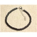Bracelet Argent 925 et Pierre - Hématite Rondelles 5mm 