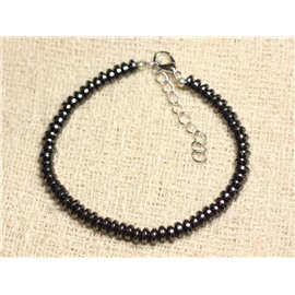 Bracelet 925 Silver and Stone - Hematite Rondelles 5mm 