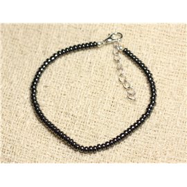 Bracelet Silver 925 and Stone - Hematite Rondelles 3mm 