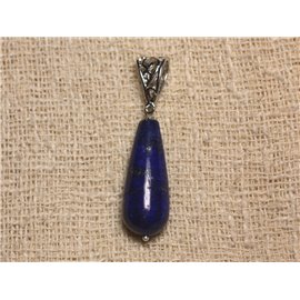 Semi precious stone pendant - Lapis Lazuli Round drop 30x12mm 