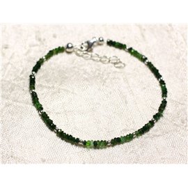 Pulsera Plata 925 y Piedra - Turmalina Verde arandelas facetadas 3x2mm